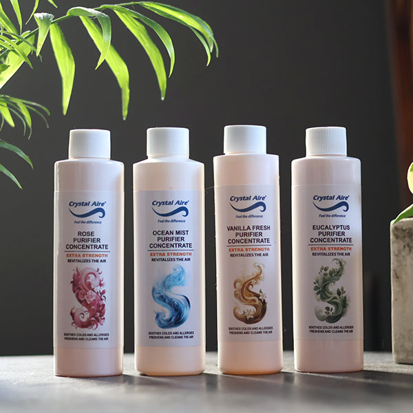 Crystal Aire 200ml Rose, Vanilla, Eucalyptus and Ocean Mist Air Purifier Concentrates - 4 Pack
