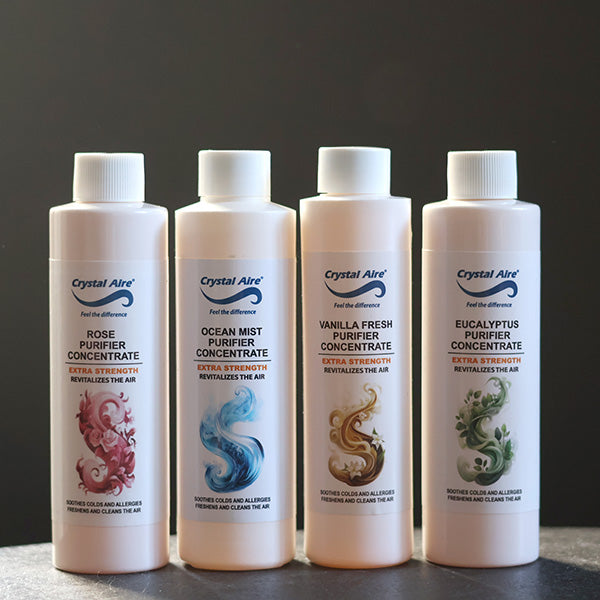 Crystal Aire 200ml Rose, Vanilla, Eucalyptus and Ocean Mist Air Purifier Concentrates - 4 Pack