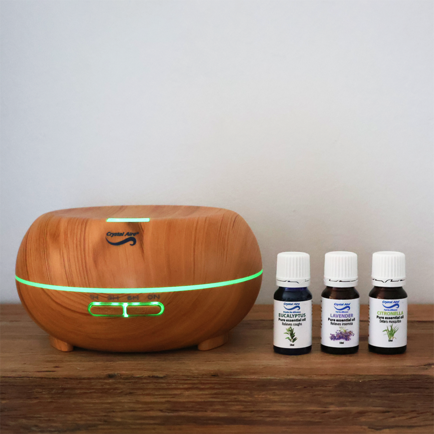 Crystal Aire Bean LED Ultrasonic Aroma Diffuser 300ml- Light Wood