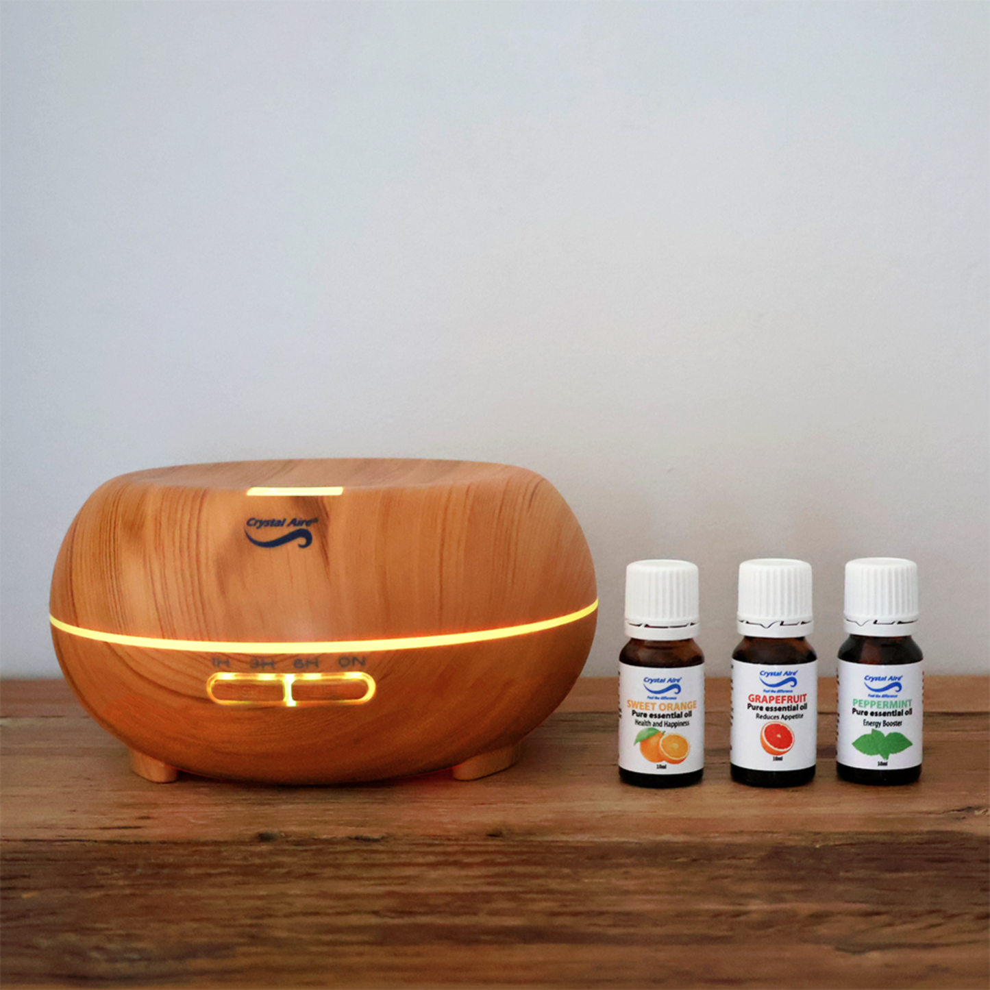 Crystal Aire Bean LED Ultrasonic Aroma Diffuser 300ml- Light Wood