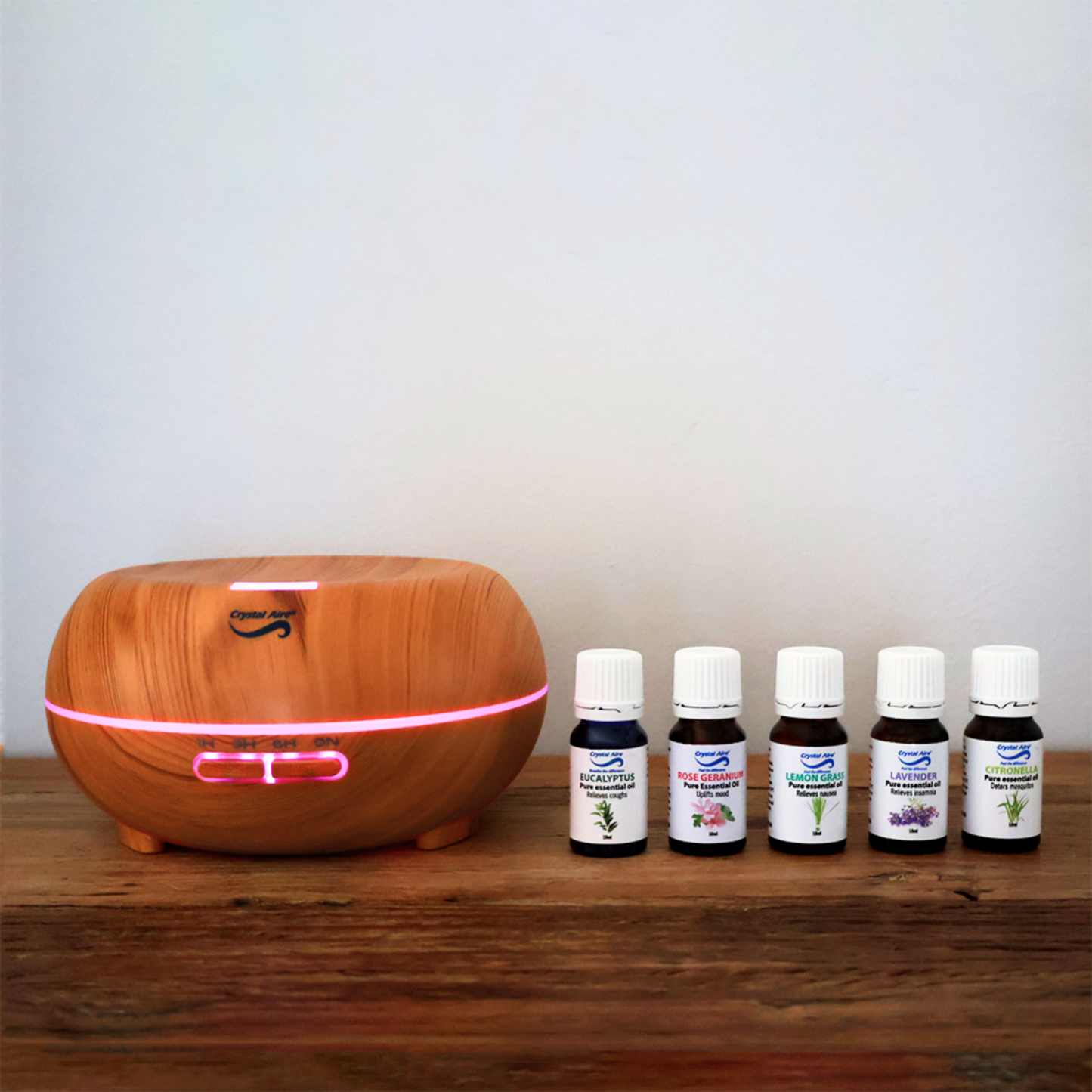 Crystal Aire Bean LED Ultrasonic Aroma Diffuser 300ml- Light Wood