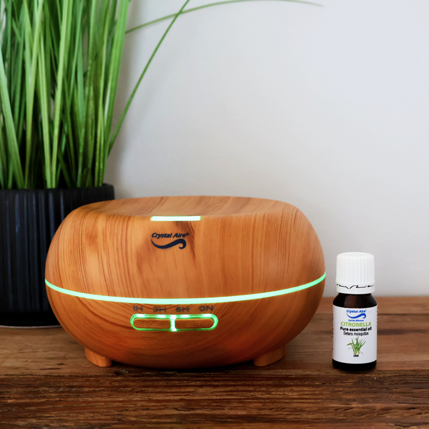 Crystal Aire Bean LED Ultrasonic Aroma Diffuser 300ml- Light Wood