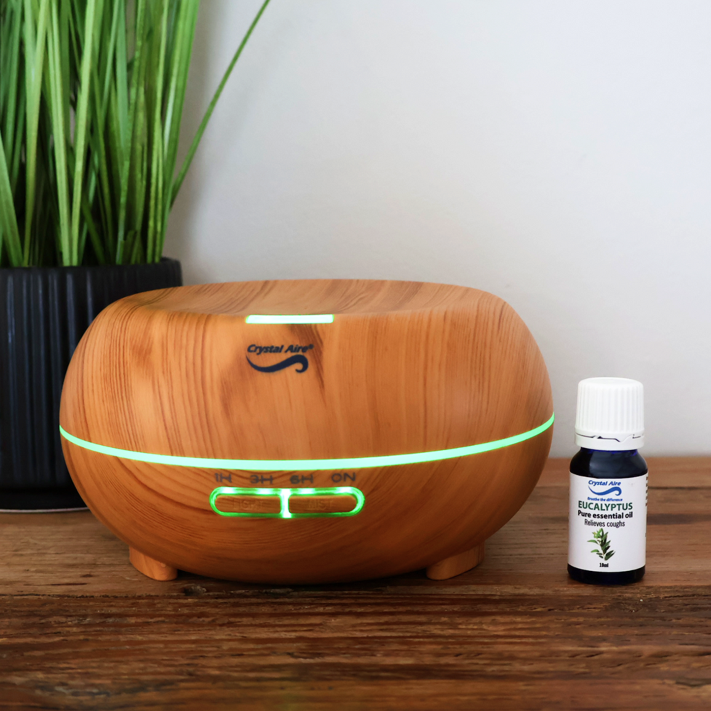 Crystal Aire Bean LED Ultrasonic Aroma Diffuser 300ml- Light Wood