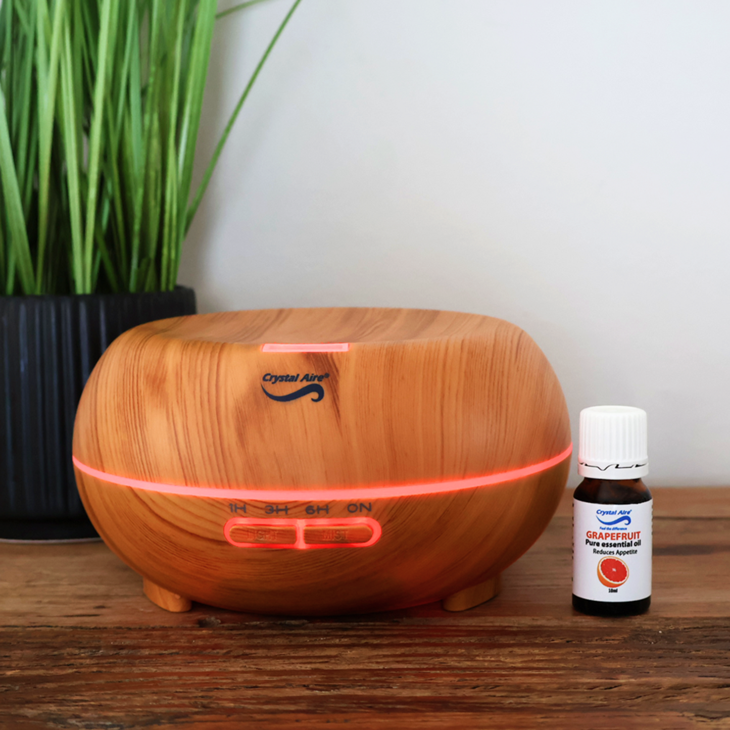 Crystal Aire Bean LED Ultrasonic Aroma Diffuser 300ml- Light Wood