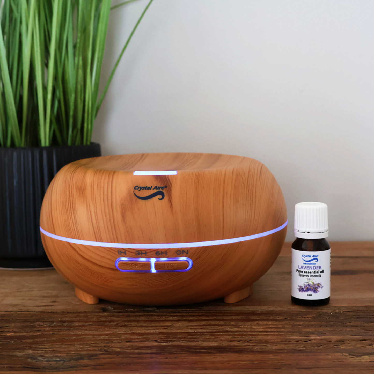 Crystal Aire Bean LED Ultrasonic Aroma Diffuser 300ml- Light Wood