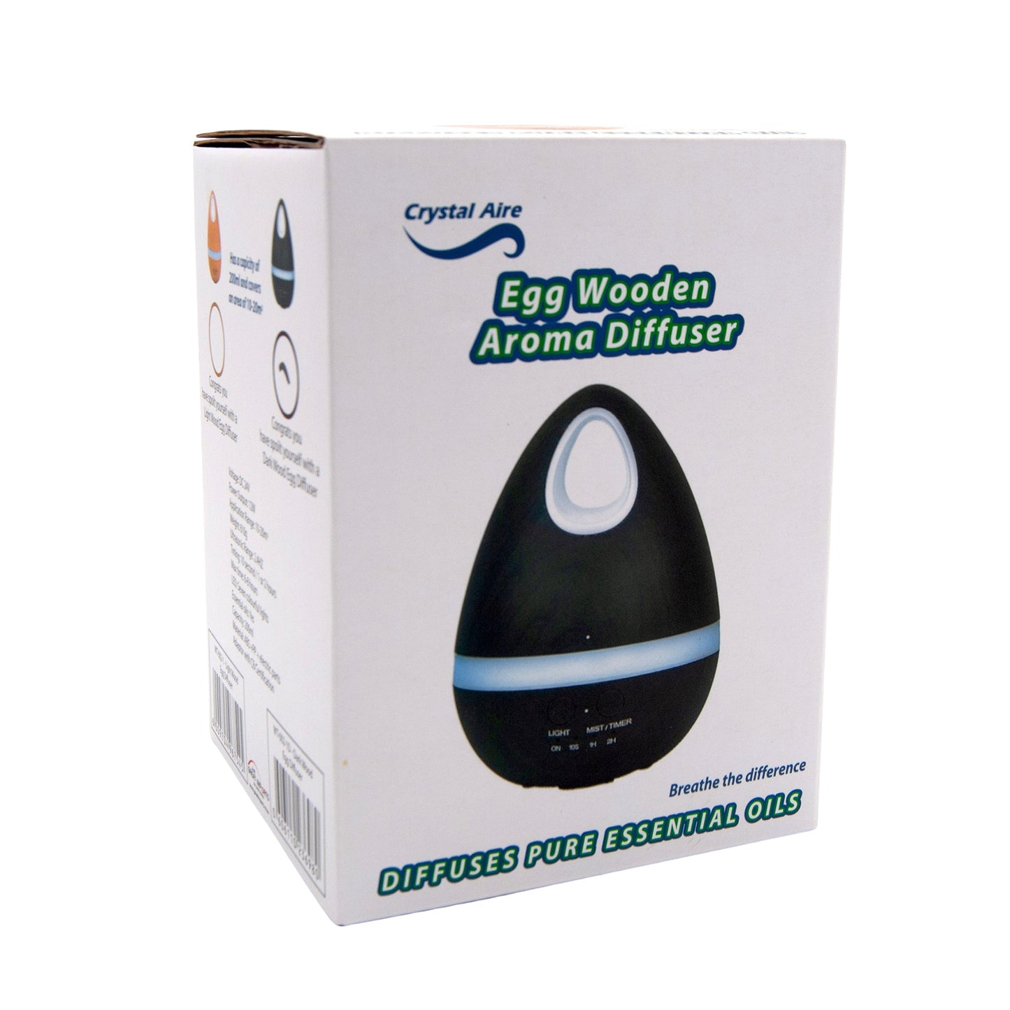 Crystal Aire Dark Wooden Egg Essential Oil Aroma Diffuser