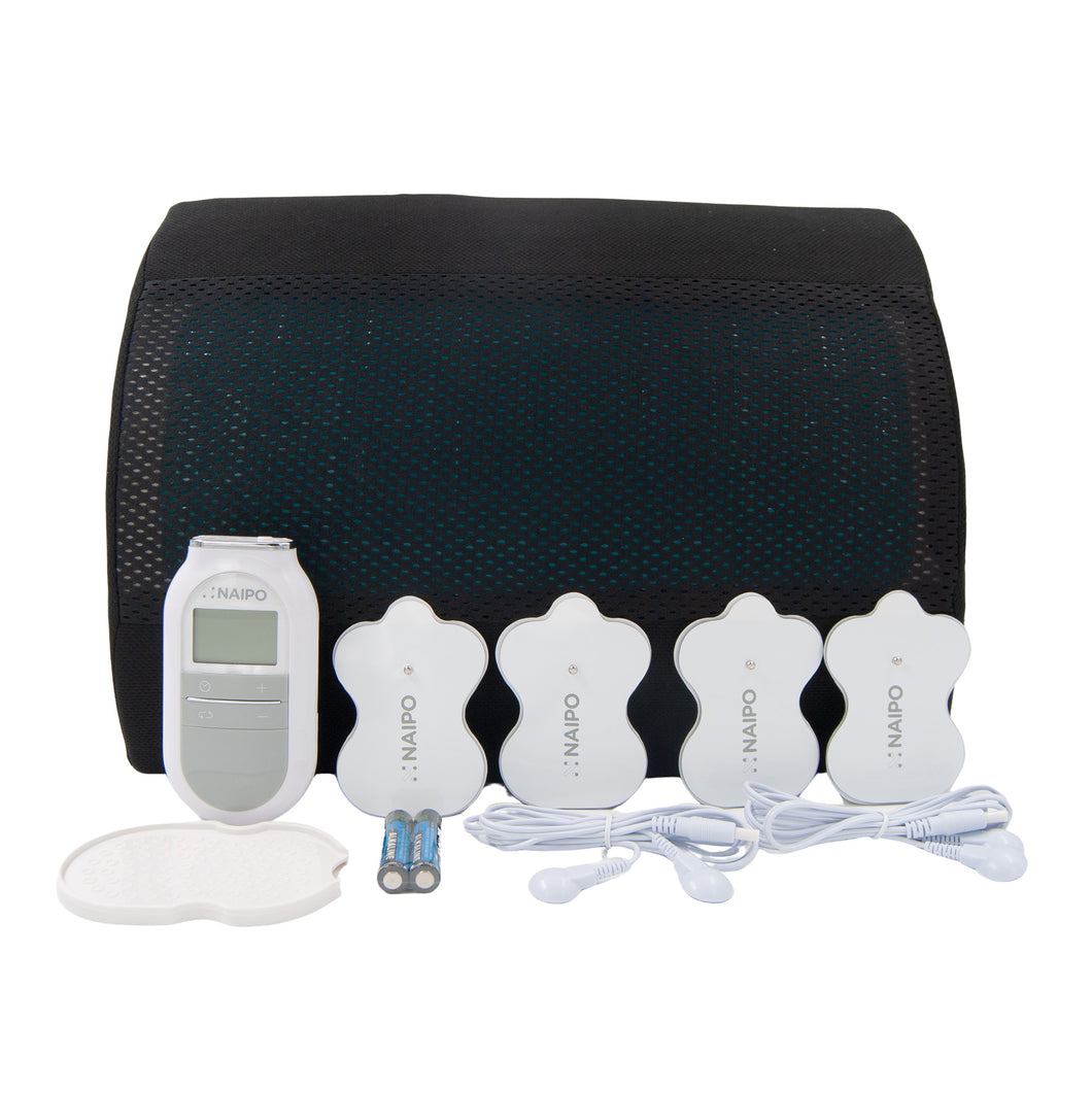 Naipo TENS Pulse Massager & Memory Foam Lower Back Cushion with Cooling Gel Bundle