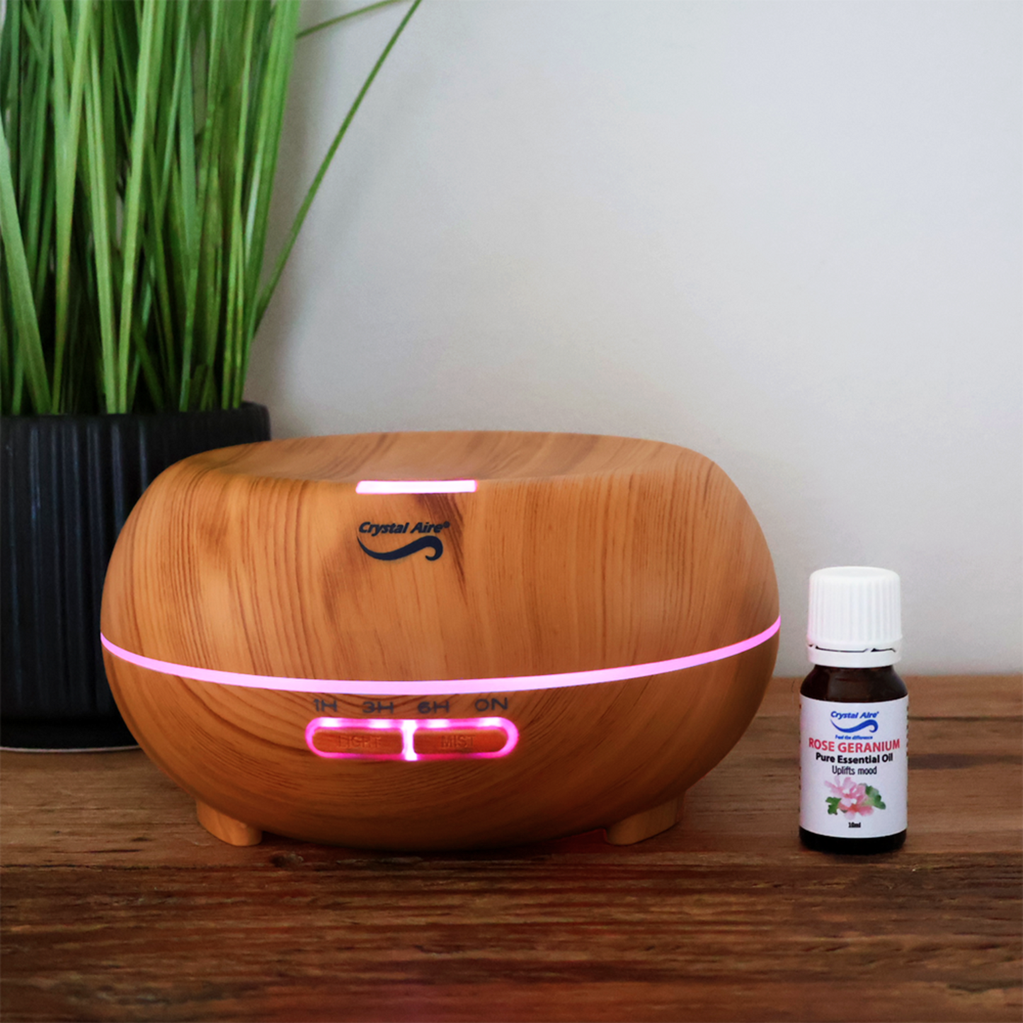 Crystal Aire Bean LED Ultrasonic Aroma Diffuser 300ml- Light Wood