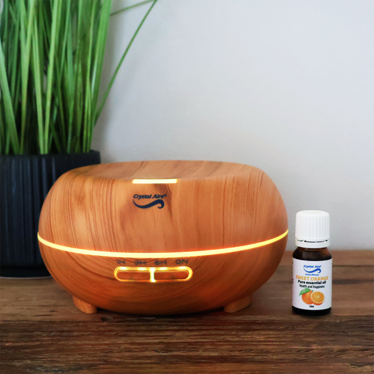 Crystal Aire Bean LED Ultrasonic Aroma Diffuser 300ml- Light Wood