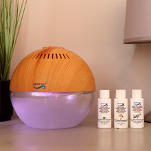 Load image into Gallery viewer, AP001LED Globe Purifier with 3 x 30ml Crystal Rain, Fields of Lavender and Wild Forest
