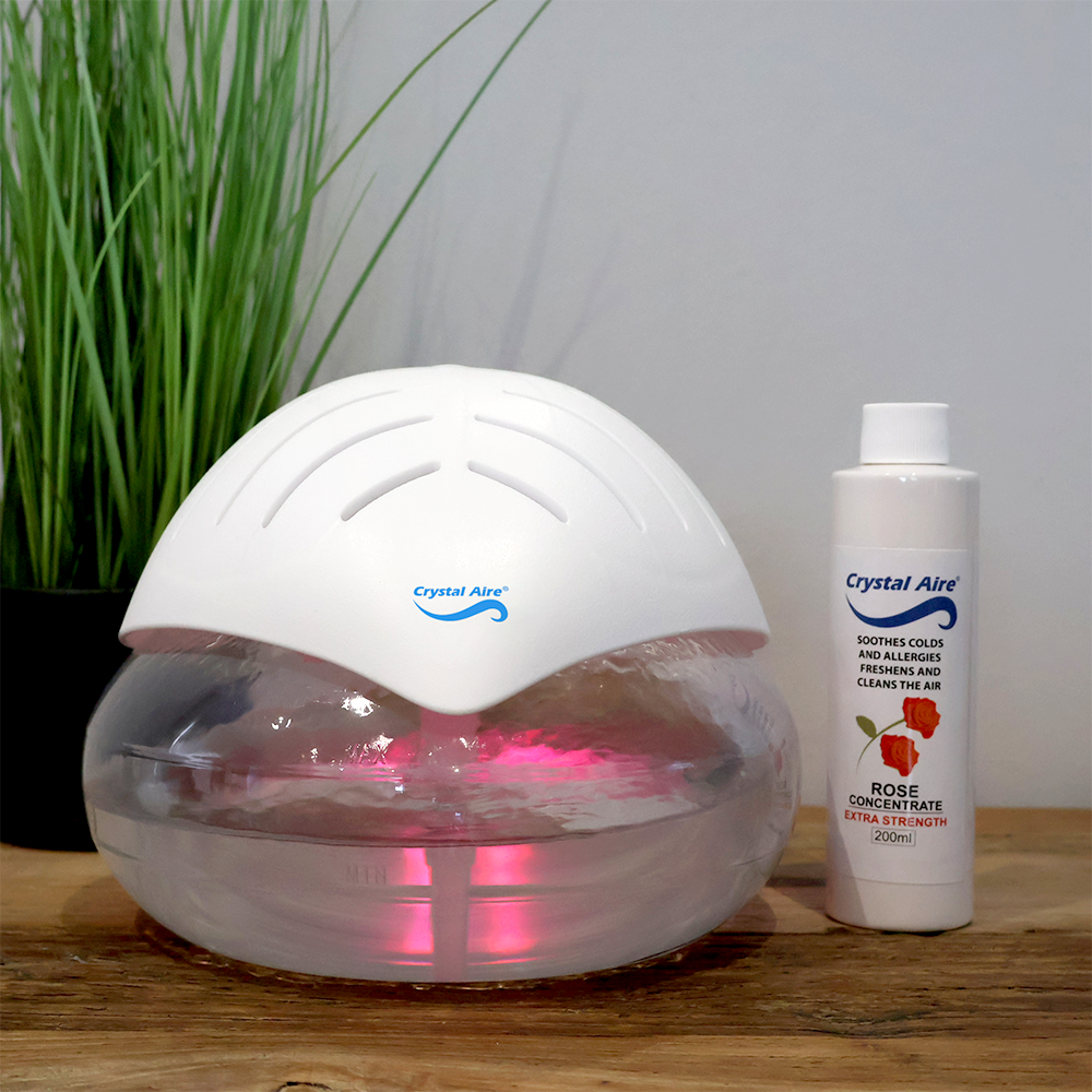 Crystal Aire LED IONIZIER Air Purifier with Rose 200ml Concentrate