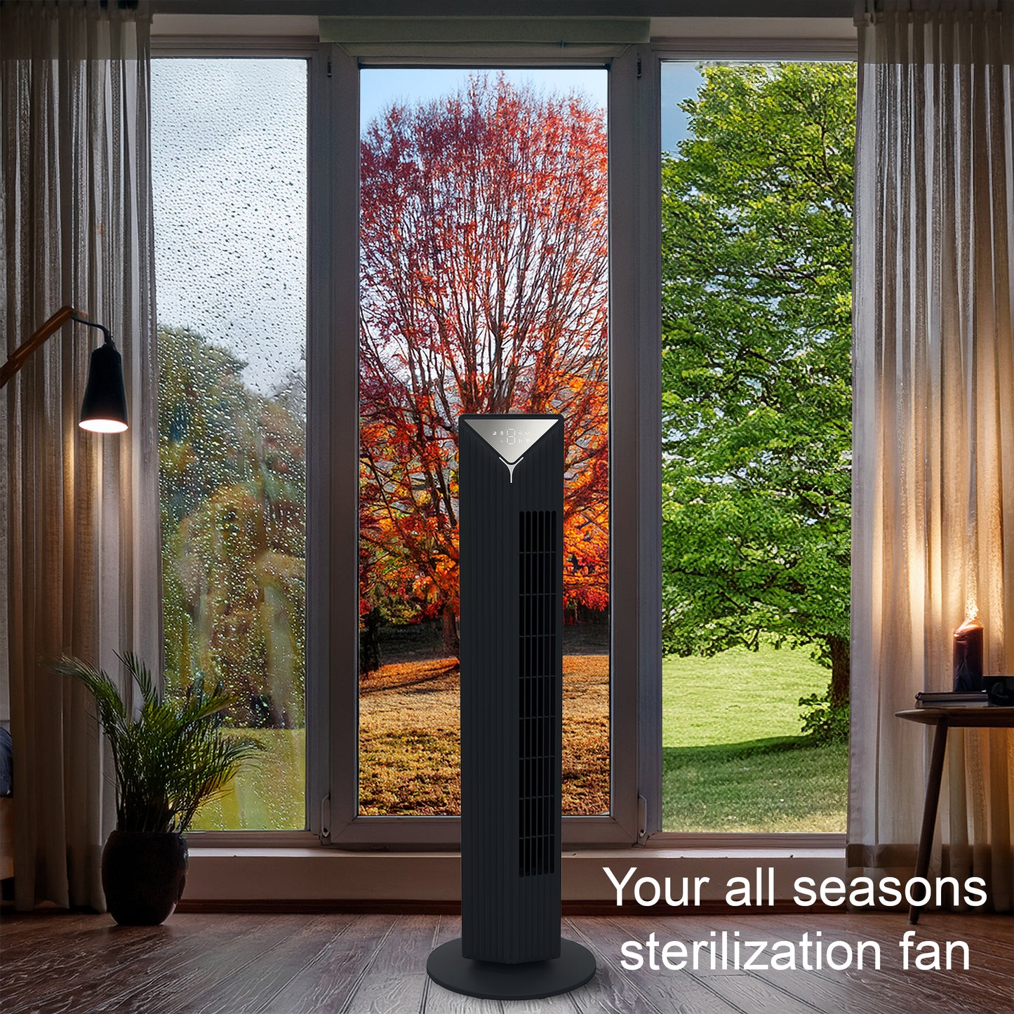 Crystal Aire Black Sterilization Tower Fan