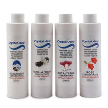 Load image into Gallery viewer, Crystal Aire 4 Pack of Air Purifying Assorted Concentrates- Rose, Vanilla, Eucalyptus and Ocean Mist
