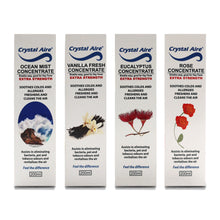 Load image into Gallery viewer, Crystal Aire 4 Pack of Air Purifying Assorted Concentrates- Rose, Vanilla, Eucalyptus and Ocean Mist
