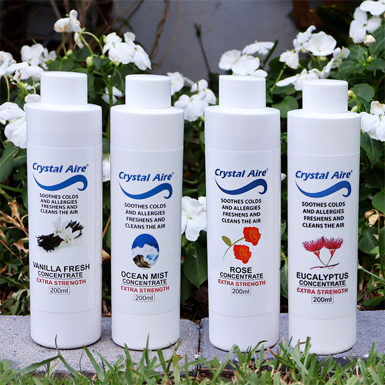 Crystal Aire 200ml Rose, Vanilla, Eucalyptus and Ocean Mist Air Purifier Concentrates - 4 Pack