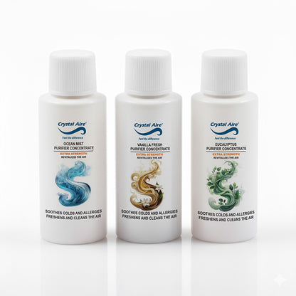 Crystal Aire 30ml Ocean Mist, Eucalyptus & Vanilla Air Purifier Concentrates - 3 Pack