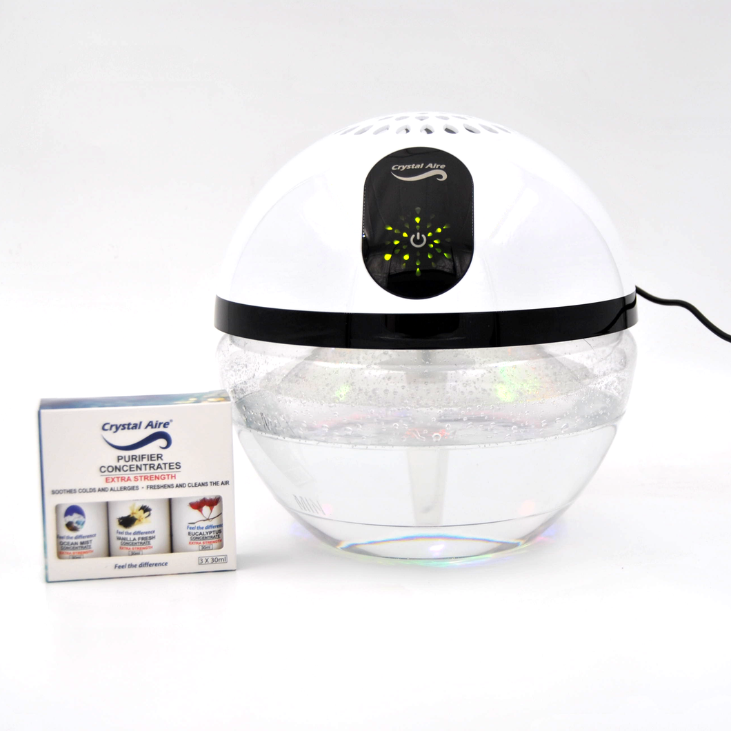 Crystal Aire Executive Air Purifier and Vanilla, Ocean Mist with Eucalyptus Concentrates Bundle