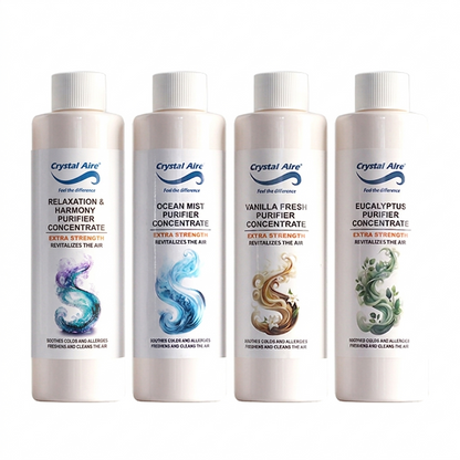 Crystal Aire 200ml Relaxation and Harmony, Vanilla, Eucalyptus and Ocean Mist Air Purifier Concentrates - 4 Pack