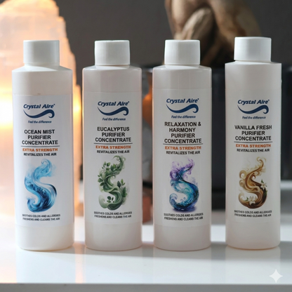Crystal Aire 200ml Relaxation and Harmony, Vanilla, Eucalyptus and Ocean Mist Air Purifier Concentrates - 4 Pack