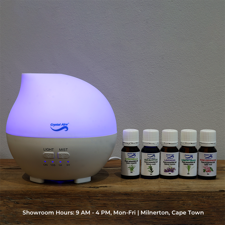 Crystal Aire Rain Drop Aroma Diffuser with 5 Essential Oils (10ml)