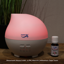 Load image into Gallery viewer, Crystal Aire Rain Drop Aroma Diffuser with Rose Geranium Oil (10ml)
