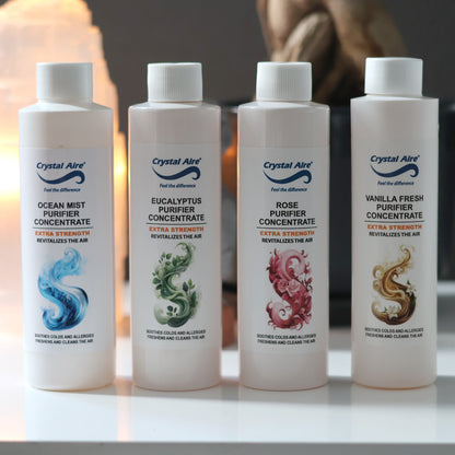 Crystal Aire 200ml Rose, Vanilla, Eucalyptus and Ocean Mist Air Purifier Concentrates - 4 Pack