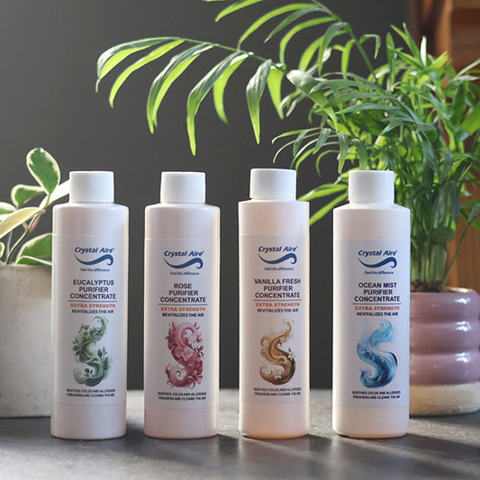 Crystal Aire 200ml Rose, Vanilla, Eucalyptus and Ocean Mist Air Purifier Concentrates - 4 Pack