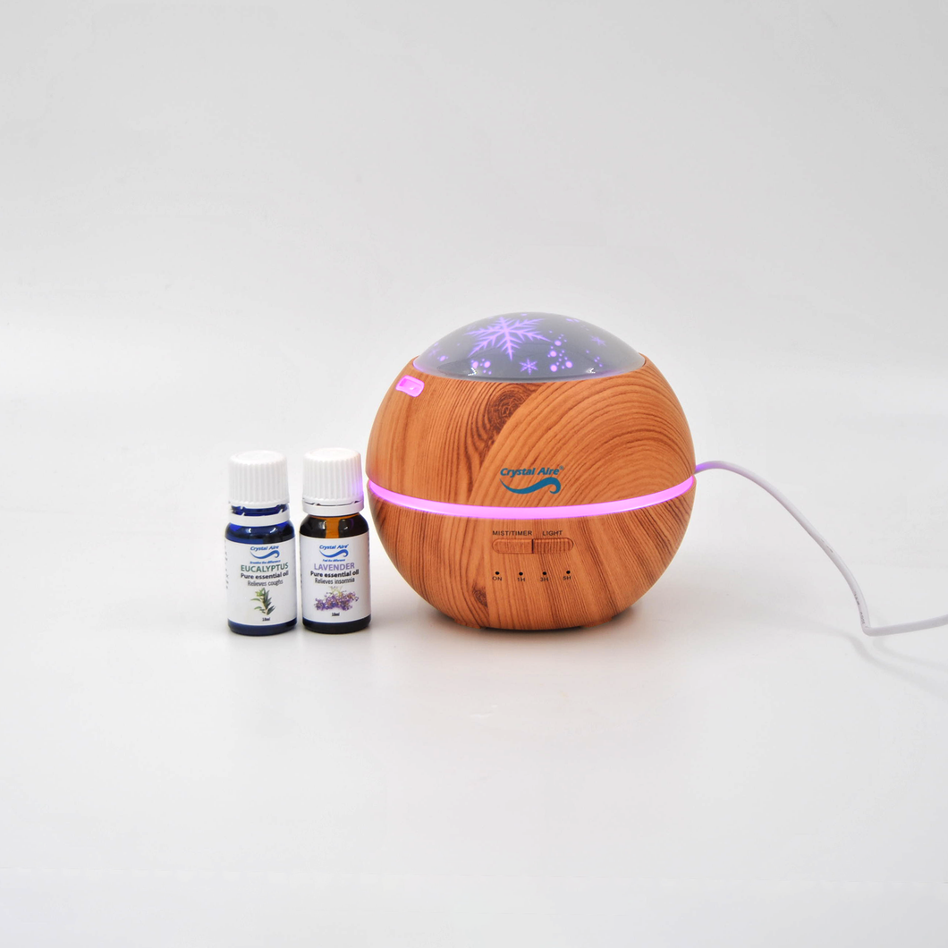 Crystal Aire LED Cool Mist Aroma Diffuser w/ Eucalyptus & Lavender Oil