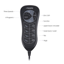 Load image into Gallery viewer, Naipo Black Massage Seat Cushion with 8 Motor Vibrations &amp; 4 Massage Settings
