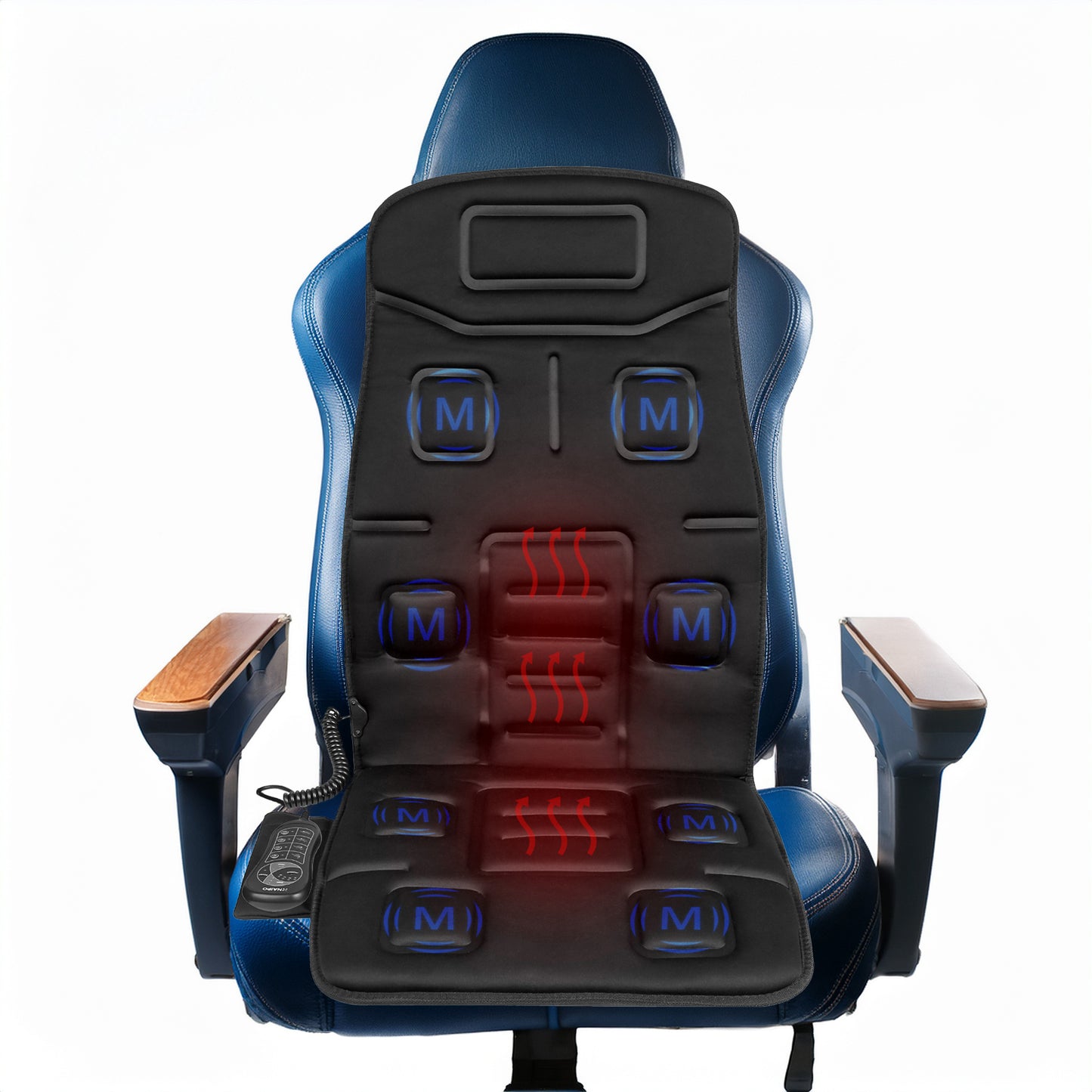 Naipo Black Massage Seat Cushion with 8 Motor Vibrations & 4 Massage Settings