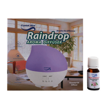 Load image into Gallery viewer, Crystal Aire Rain Drop Aroma Diffuser with Rose Geranium Oil (10ml)
