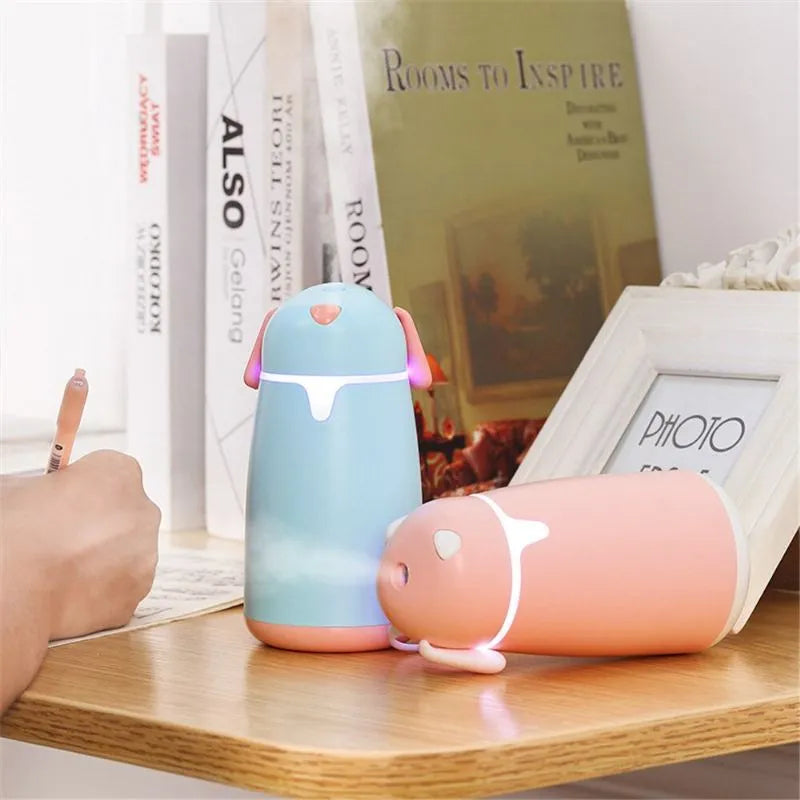 Cute Dog Humidifier with LED Lamp, Aromatherapy Diffuser & USB Charging