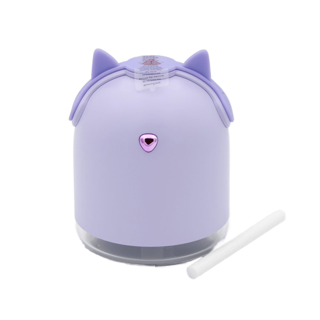 Lilac Cat-Shaped Cute Pet Humidifier - 250ml Water Capacity w/ 2 Spray Modes