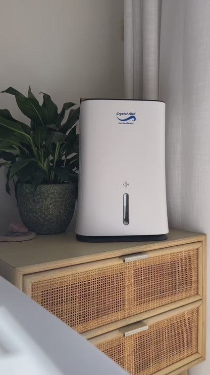 Crystal Aire Compact 2L Dehumidifier (600ml/day) w/ Automatic Timer & More