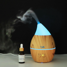 Load image into Gallery viewer, Droplet Shaped 7 LED Aroma Diffuser w/ Cool Mist - Light Wood 400ml
